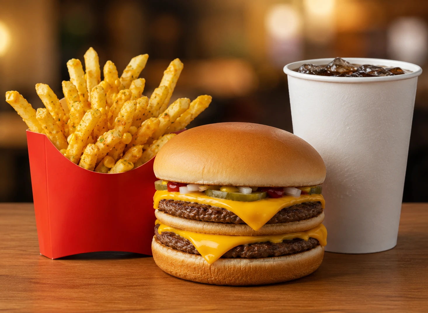 Double Cheeseburger with Sweet Corn McShaker Fries and Drink