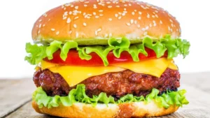 Cheese burger with lettuce and tomato