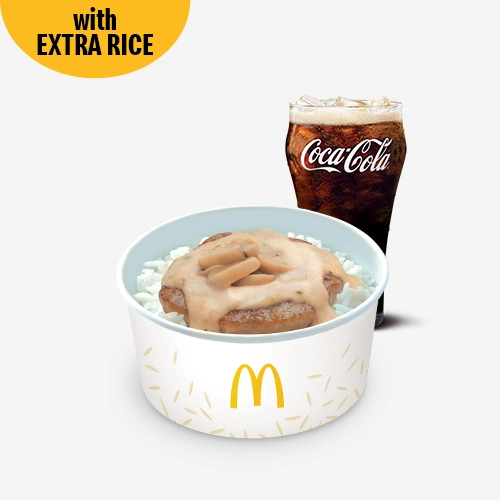 Sulit-Busog 1-pc. Mushroom Pepper Steak with Extra Rice Meal